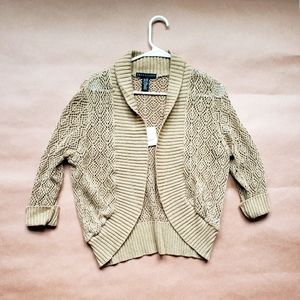 Apostrophe Tan Open Knit 3/4 Sleeve Cardigan XL